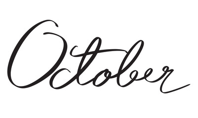 October month black dark colour decoration ornament october calligraphy hand written text font lettering art typography awareness art celebration festival autumn health illustration vector sign symbol