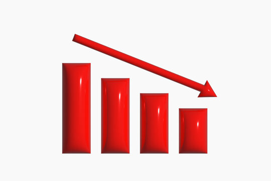 A red fall chart with a down arrow.