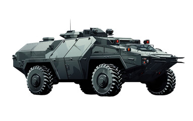 Side View Armored Vehicle isolated on transparent Background