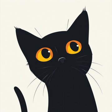 cute black cat with big whiskey-colored eyes