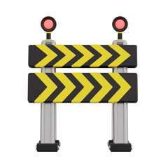 3d road barrier icon illustration, transparent background, emergency and services 3d set