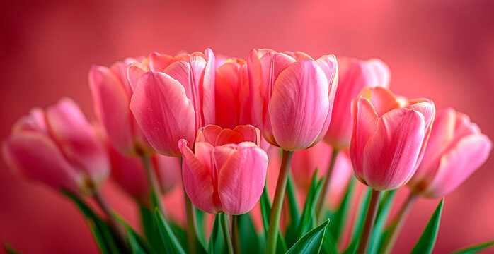 Bright floral bouquet of tulips, festive mood - AI Generated Image