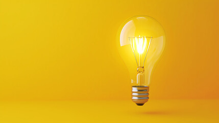 Light bulb floating on yellow background