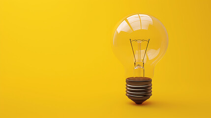 Light bulb floating on yellow background