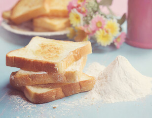 fresh warm toast with a piece of butter melting