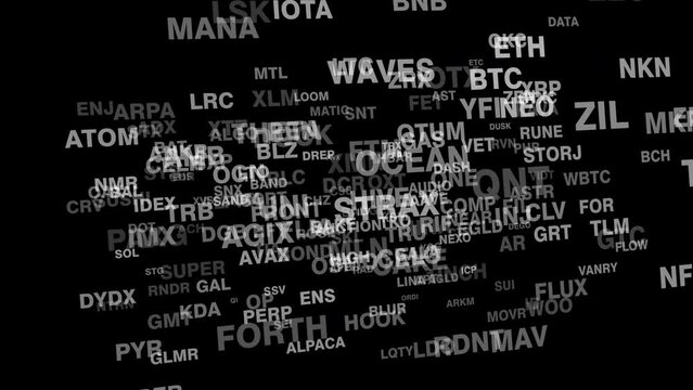 Altcoin crypto coins on black background symbolizing upward returns in financial growth of cryptocurrency market top opportunity to trade, sell, and increase wealth in global finance industry