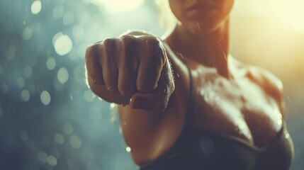A woman in a bikini pointing her finger at the camera, AI