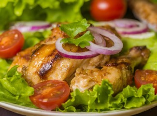 Roasted chicken with salad