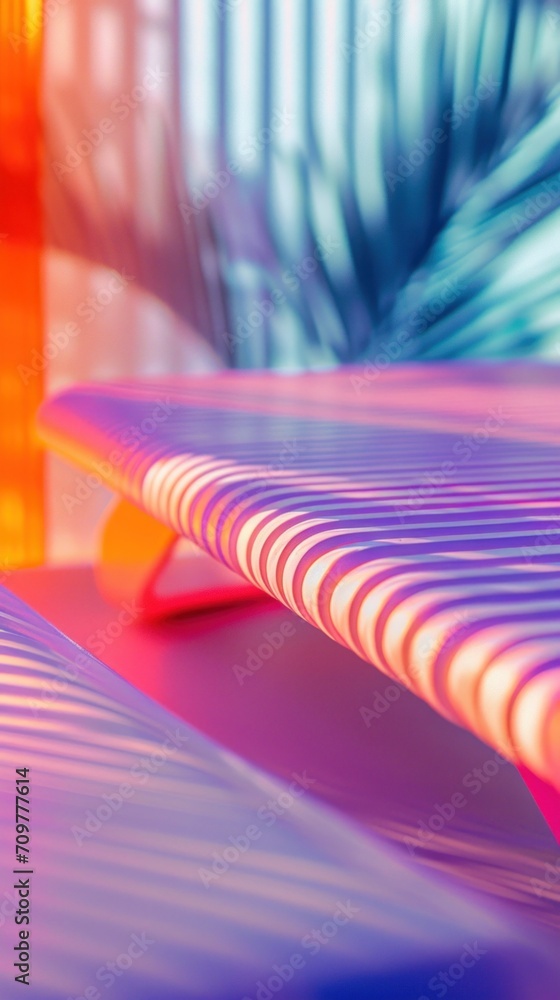 Poster a close up of a table with some colorful patterns on it, ai