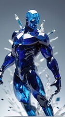 Blue stone sculpture of a man