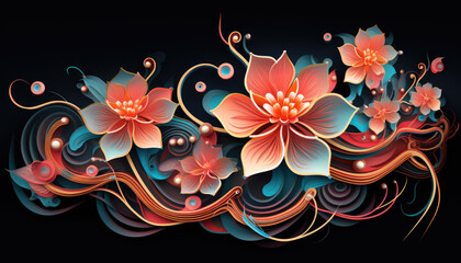Futuristic abstract wavy flowers design