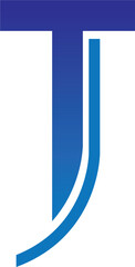 T and J Letter Logo. Blue Color. - Vector