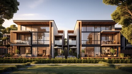 Stunning modern modular private townhouses showcasing exquisite residential architecture exterior
