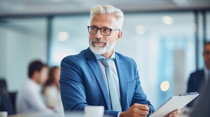 Diverse professional executive team working together in a bright and vibrant office setting