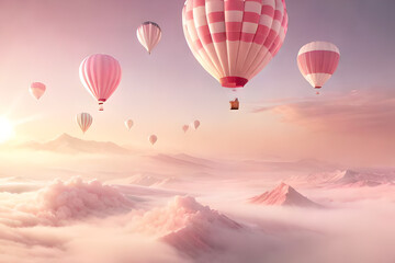 Obraz premium pink ethereal romantic cloudy landscape , valentines and love concept