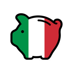 Flag of Italy, piggy bank icon, vector symbol