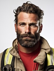 Fototapeta premium Brave Male Firefighter in Action, AI Generated