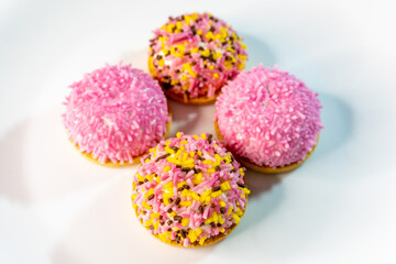 Marshmallow candy Multi-colored on biscuits