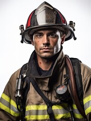 Fototapeta premium Brave Male Firefighter in Action, AI Generated