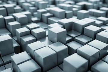 Stylish wallpaper with a modern feel, an abstract design of overlapping geometric shapes in shades of cool blues and greys. Generative AI