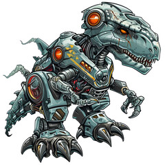 Fototapeta premium Robot monster illustration design, used in clothing design, transparent background, Ai generated image