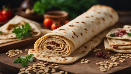 Lavash from Armenia, a thin, soft flatbread, often rolled with various fillings