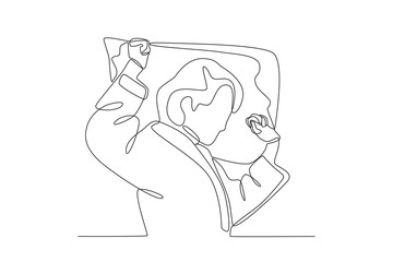 A man stretching after waking up