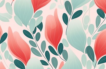 Abstract background of plant, waves and plants. Hand drawn doodle background