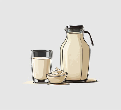 Glass of milk hand drawn illustration vector graphic asset