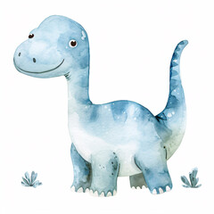Fototapeta premium Camarasaurus Dinosaur Cartoon Character Watercolor Handmade Style Illustration Clipart