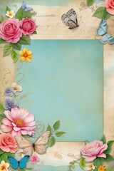 Photo frame with beautiful flowers
