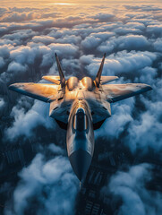 Advanced Military Technology Dominance in Aerial Warfare with Modern Fighter Aircraft, Generative Ai - obrazy, fototapety, plakaty