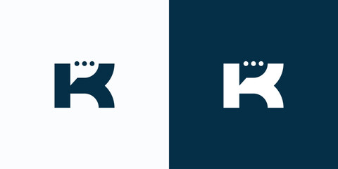 Letter K initial vector logo design with hidden chat bubble - obrazy, fototapety, plakaty