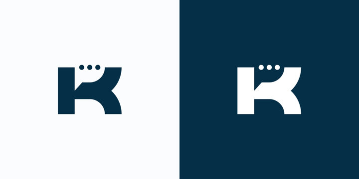 Letter K initial vector logo design with hidden chat bubble