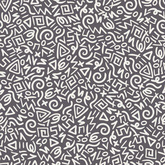 Hand Drawn Abstract Seamless Pattern. Ethnic Background in African Style - Great for Fabric, Wallpapers, Wrapping. Vector Backdrop