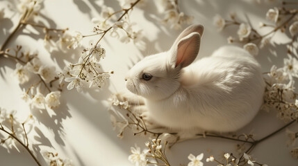 White Rabbit in Flowers