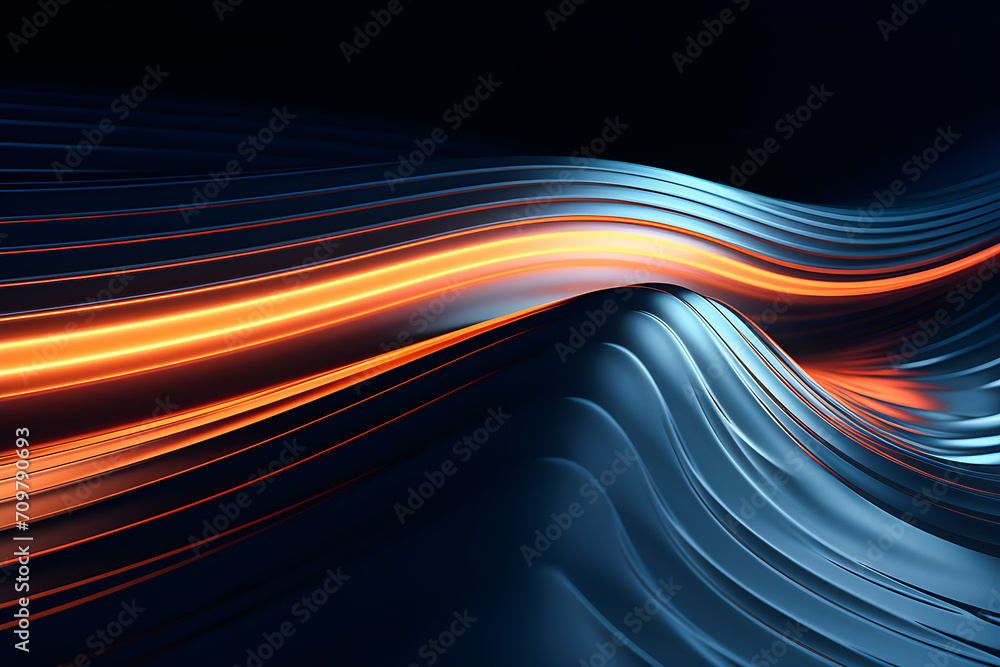 Aufkleber geometric stripes similar to waves. abstract neon glowing crossing lines pattern ,generative ai