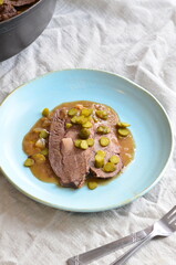stew meat with cucumber