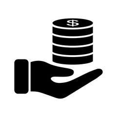 Finance and Money simple icons set. Hand with coins, credit card, wallet, ATM icon collection.