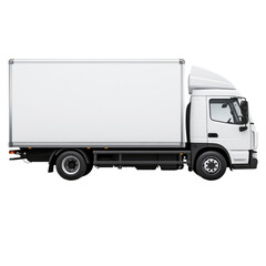 White Delivery Truck Side View Cargo Truck Advertising Isolated on transparent background