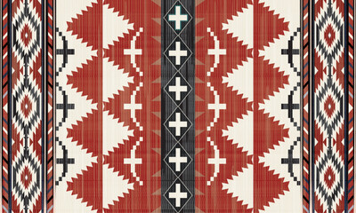 Pendleton spider rock Red. Navajo tribal vector seamless pattern. Native American ornament. Ethnic South Western decor style. Boho geometric ornament. Vector . Mexican blanket, rug. Woven	