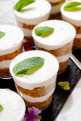 dessert in the cup on the catering table