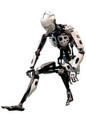 3D Rendering Male Robot on White