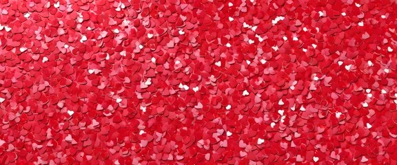 Red paper hearts symbols confetti vector background. Decor for Valentine's Day. Banner background.