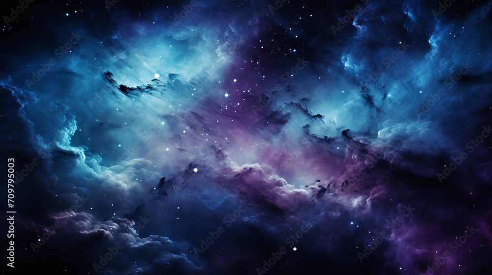 Poster mesmerizing and ethereal star field with a vibrant nebula in the vastness of outer space