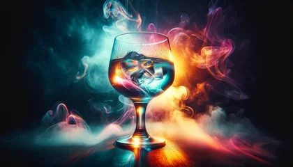 Foto op Plexiglas gin glass on a glowing mist, generative AI © Eduardo