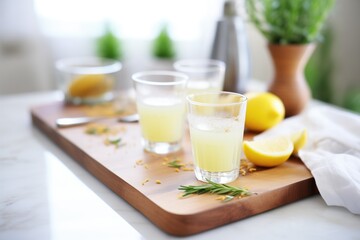 glacial limoncello in frosted shot glasses