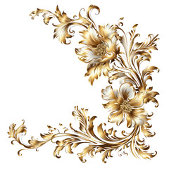 vintage in the baroque style golden design elements, gold ,transparent background