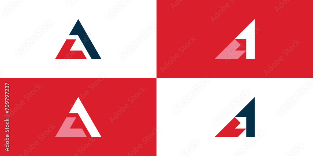 Poster modern triangle shape letter a and number 1 vector logo design