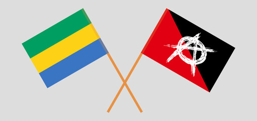 Crossed flags of Gabon and anarchy. Official colors. Correct proportion